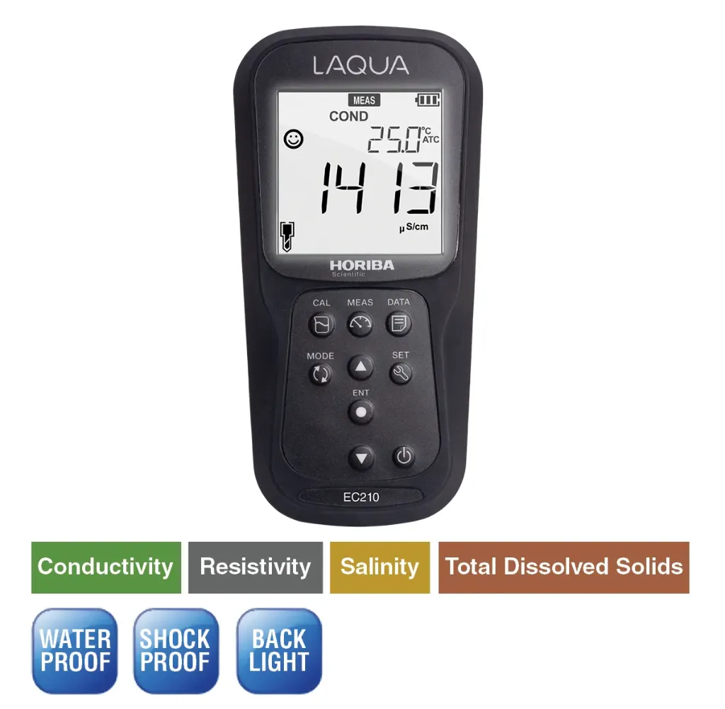 HORIBA LAQUA EC210 Handheld Conductivity / Resistivity / TDS / Salinity / Temperature Meter