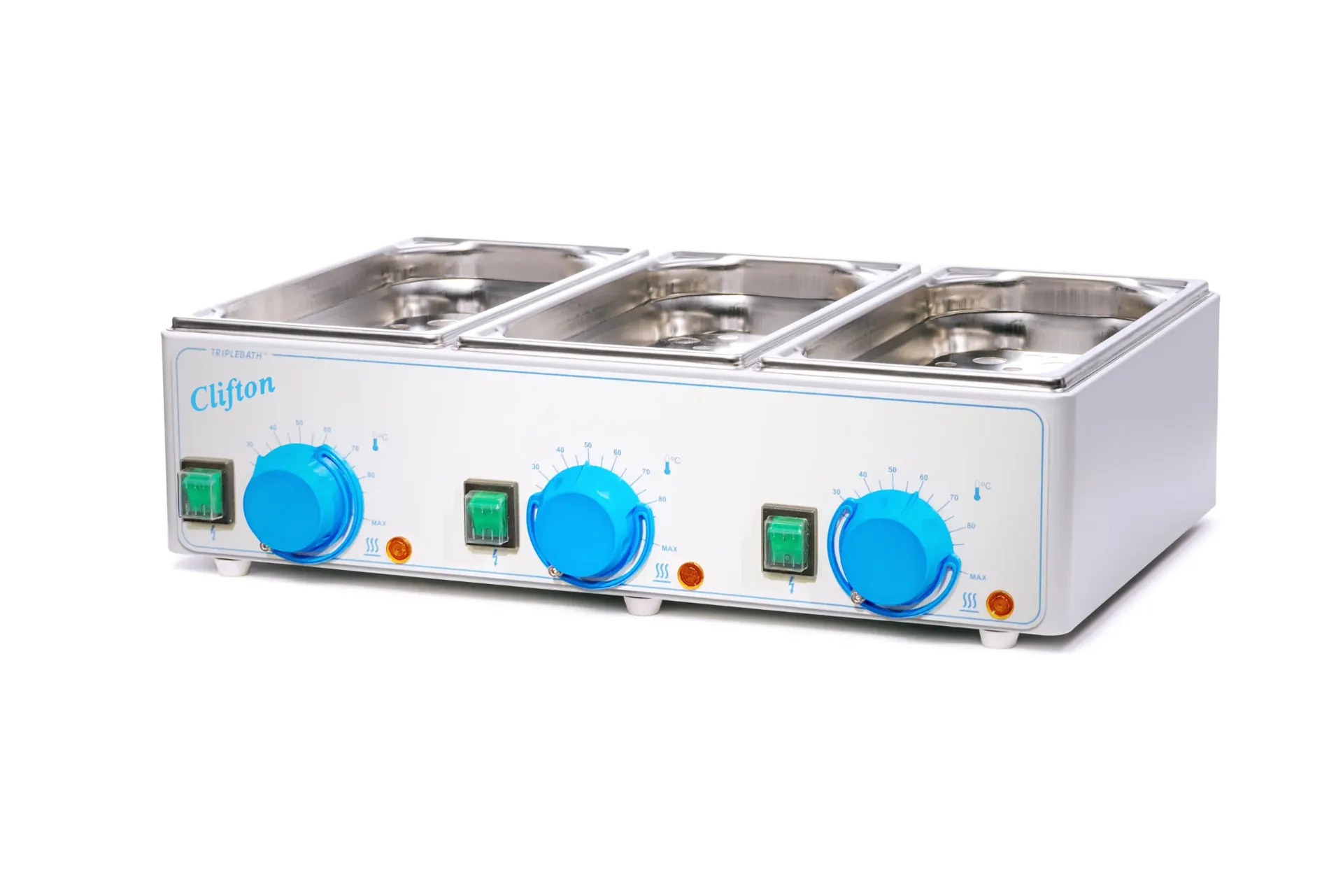 Clifton TripleBath™ Analogue Water Bath – 3 × 2L, Independent Temperature Control (NE1-2/2/2)